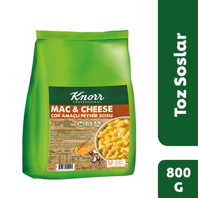 Knorr Mac & Cheese Çok Amaçlı Peynir Sosu 800GR - Knorr Mac & Cheese Çok Amaçlı Peynir Sosu, pratik kullanımı ile reçeteleriniz için yoğun kıvam ve kaplamada yüksek performans sunar